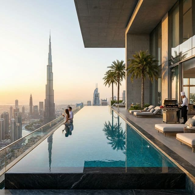 Dubai luxury apartment with skyline view